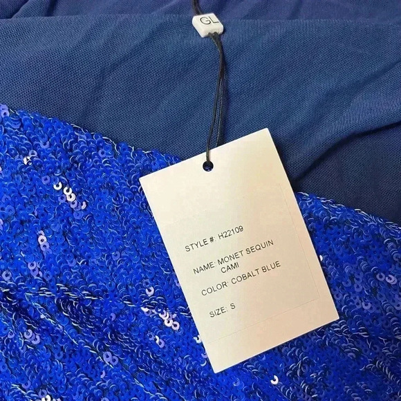 NWT Generation Love Monet Sequin Cami Tank Top Cobalt Blue S - Picture 4 of 4